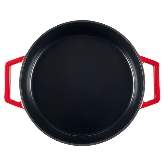 Cooks Professional Set of 3 Cast Iron Casserole | 20cm, 26cm and 28cm | Graduated Red