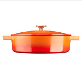 Cooks Professional Cast Iron Casserole Set of 2 | 26cm and 28cm | Enamelled Inside and Out | Graduated Orange