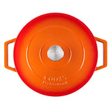 Cooks Professional Cast Iron Casserole Set of 2 | 26cm and 28cm | Enamelled Inside and Out | Graduated Orange