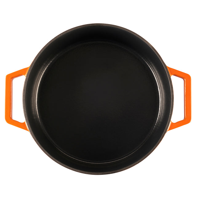 Cooks Professional Cast Iron Casserole Set of 3 | 20cm, 26cm and 28cm | Enamelled Inside and Out | Graduated Orange