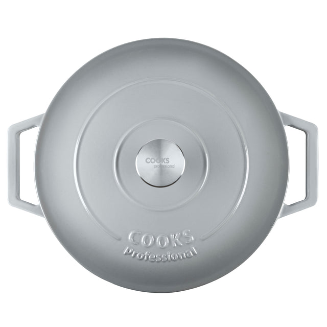 Cooks Professional 28cm Shallow Cast Iron Casserole | Graduated Grey