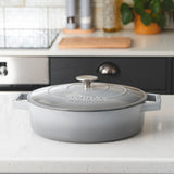 Cooks Professional Cast Iron Casserole Set of 3 | 20cm, 26cm and 28cm | Enamelled Inside and Out | Graduated Grey
