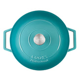 Cooks Professional Set of 3 Cast Iron Casserole | 20cm, 26cm and 28cm | Graduated Teal