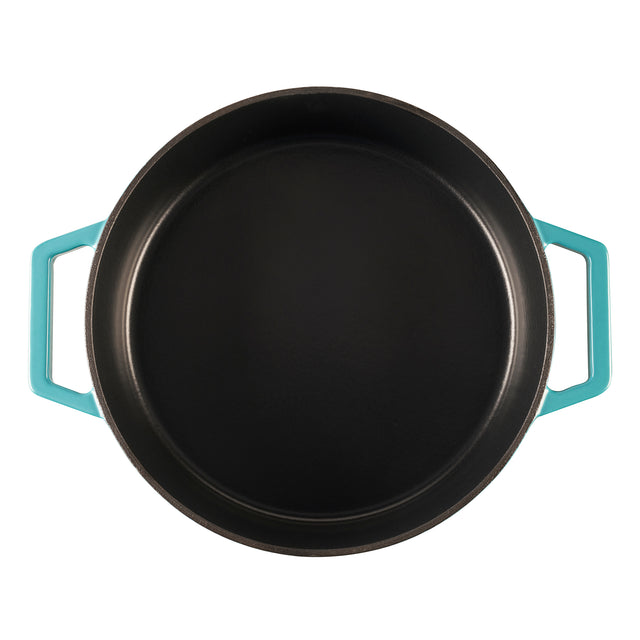 Cooks Professional Cast Iron Casserole Set of 2 | 26cm and 28cm | Enamelled Inside and Out | Graduated Teal