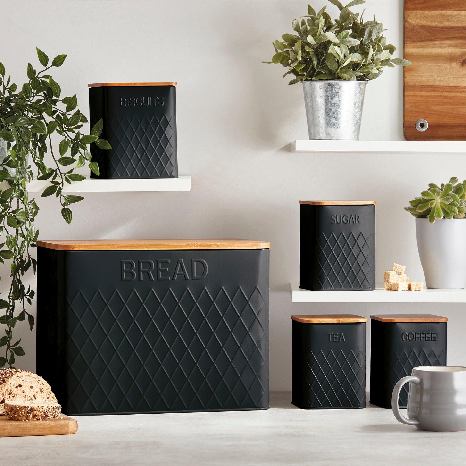 Cooks Professional Piece Square Kitchen Storage Set with Bamboo