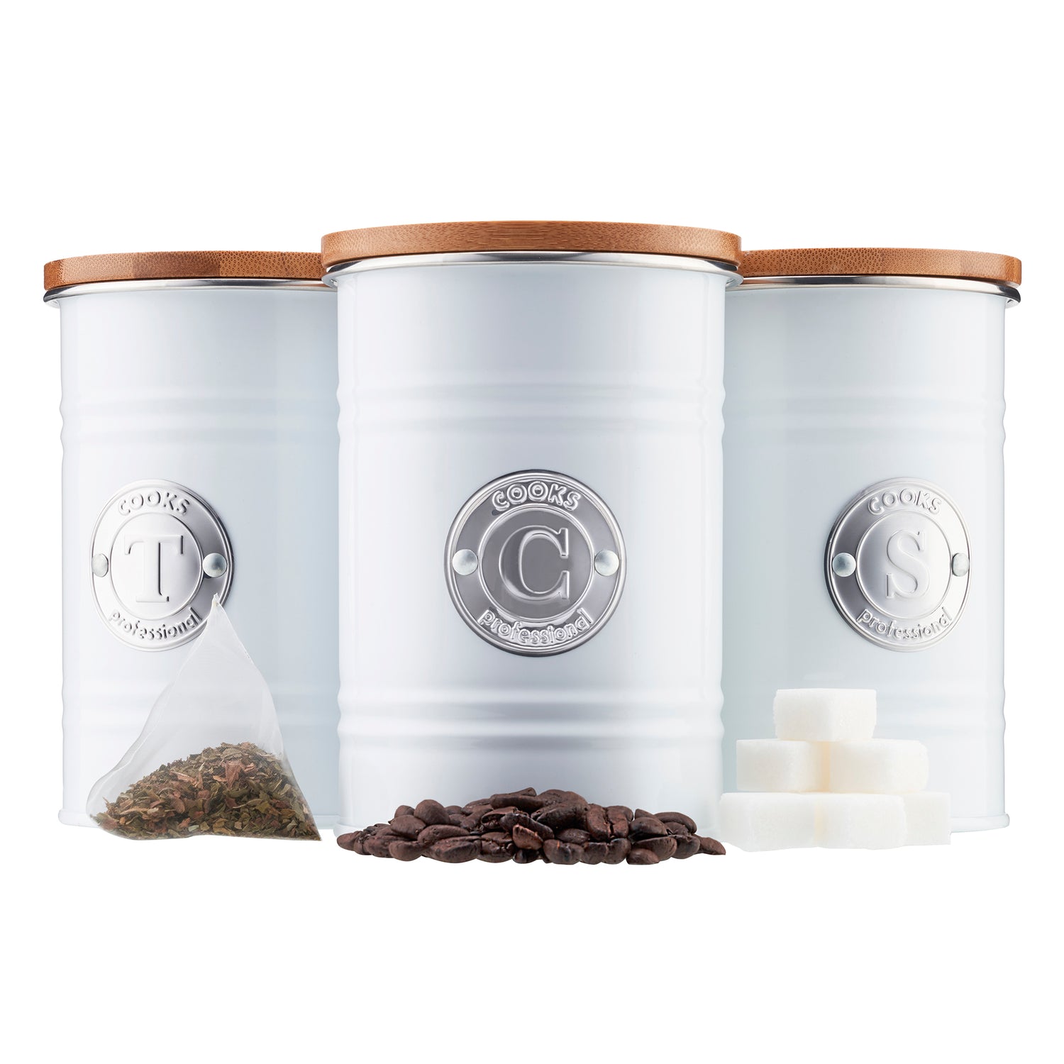 Cooks Professional White Kitchen Tea Coffee Sugar Cooks