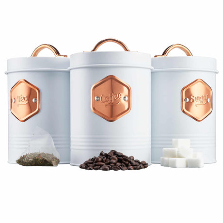 Cooks Professional 3 Piece Kitchen Storage Set | White / Copper