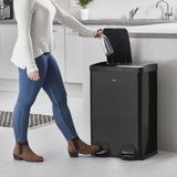 Cooks Professional Dual Recycle Kitchen Pedal Bin 60L | Dual Pedal | 2 x 30L Removable Compartments | Black