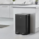 Cooks Professional Dual Recycle Kitchen Pedal Bin 60L | Dual Pedal | 2 x 30L Removable Compartments | Black