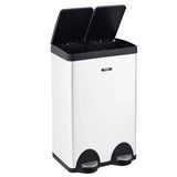 Cooks Professional Dual Recycle Kitchen Pedal Bin 60L | Dual Pedal | 2 x 30L Removable Compartments | White