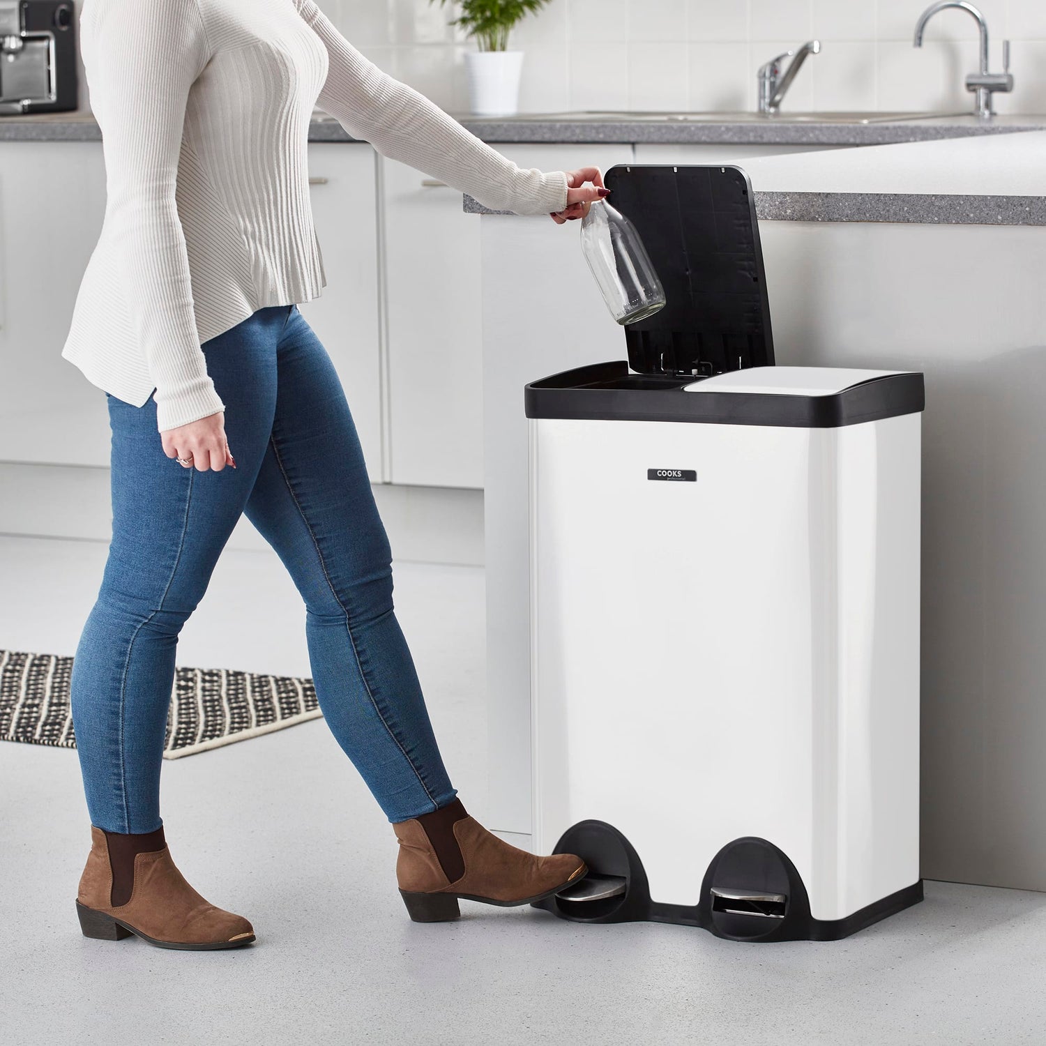 pedal bins for kitchen Cooks Professional 60L Recycling Pedal Bin | Dual Pedal