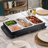 Cooks Professional Buffet Warmer | 3-Sections | 4.5L Capacity | Hot Plate Function | Temperature Control | Black