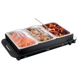 Cooks Professional Buffet Warmer | 3-Sections | 4.5L Capacity | Hot Plate Function | Temperature Control | Black