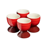 Cooks Professional 4 Piece Egg Cup Set | Made From Durable Stoneware | Red