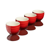 Cooks Professional 4 Piece Egg Cup Set | Made From Durable Stoneware | Red