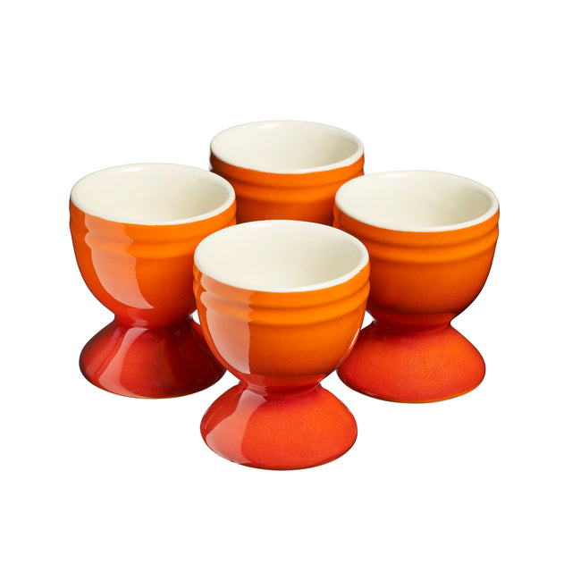Cooks Professional 4 Piece Egg Cup Set | Made From Durable Stoneware | Orange