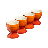 Cooks Professional 4 Piece Egg Cup Set | Made From Durable Stoneware | Orange