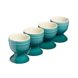 Cooks Professional 4 Piece Egg Cup Set | Made From Durable Stoneware | Teal