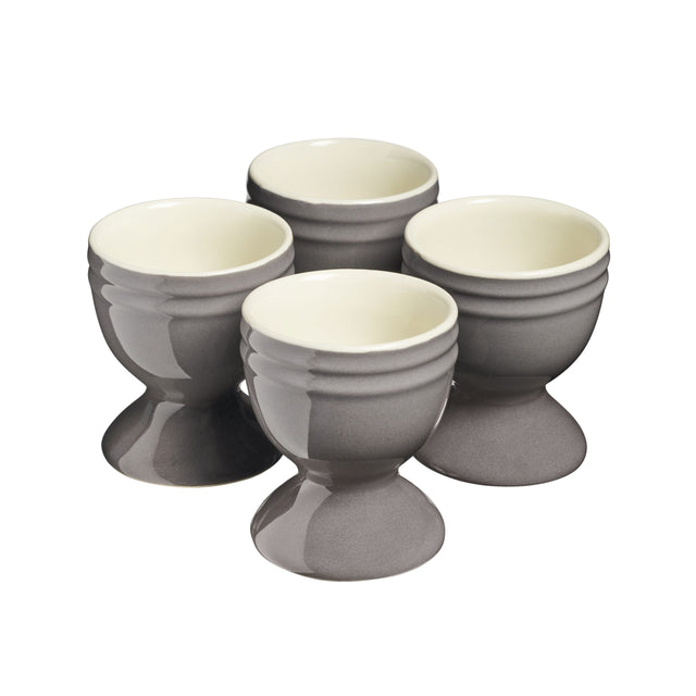Cooks Professional 4 Piece Egg Cup Set | Made From Durable Stoneware | Grey