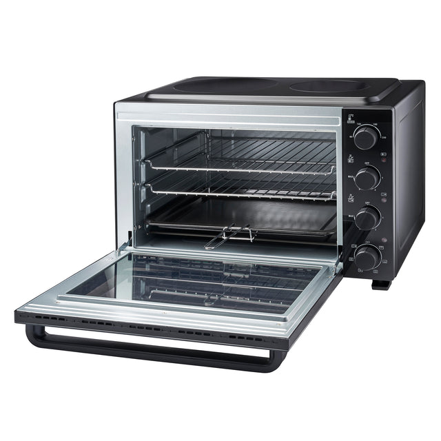 Cooks Professional 48L Mini Oven with 2 Ceramic Hobs | Black
