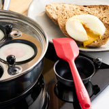 Cooks Professional Stainless Steel Egg Poacher Pan and Silicon Spatula I 4 Nonstick Egg Poacher Cups I Glass Lid