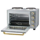 Cooks Professional Mini Oven | 28 Litre with 2 Hobs | Powerful 3200W | Grey Nordic