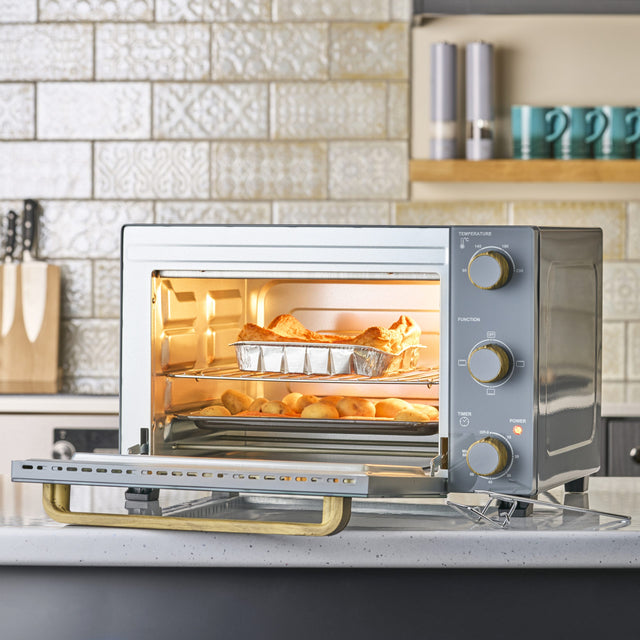 Cooks Professional Mini Oven | 28 Litre | 3 Cooking Functions | Powerful 1500W | Nordic Grey