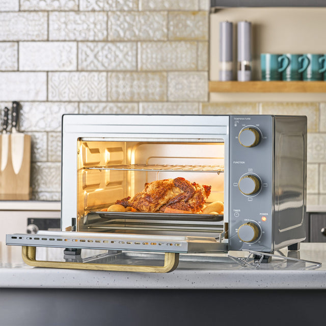 Cooks Professional Mini Oven | 28 Litre | 3 Cooking Functions | Powerful 1500W | Nordic Grey