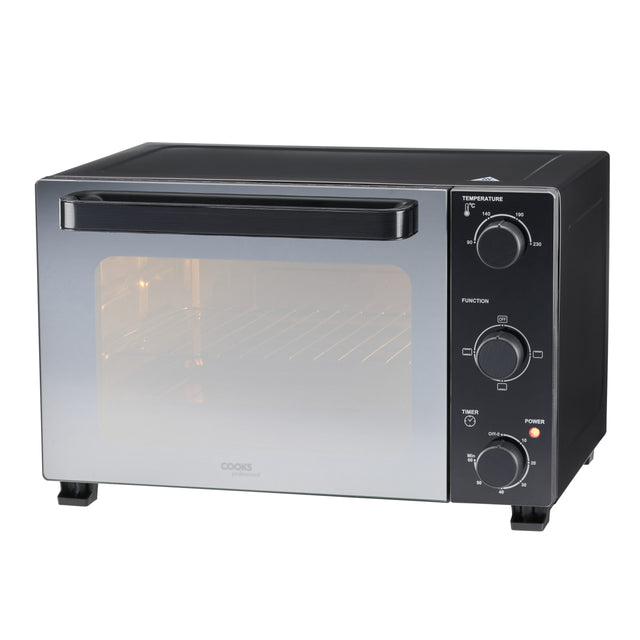 Cooks Professional Mini Oven | 28 Litre | 3 Cooking Functions | Powerful 1500W | Black Contemporary