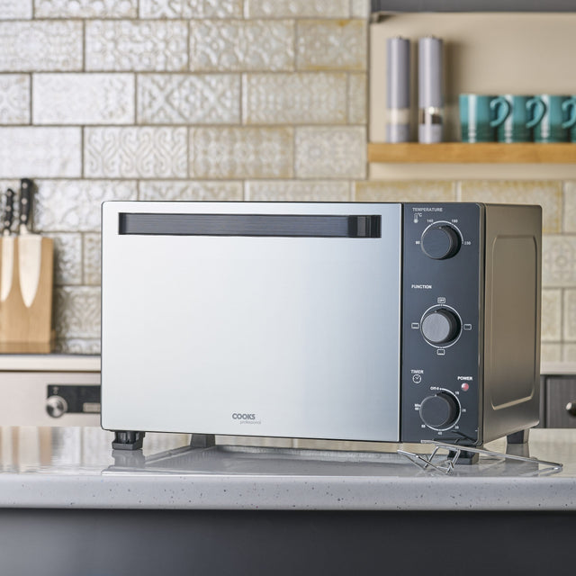 Cooks Professional Mini Oven | 28 Litre | 3 Cooking Functions | Powerful 1500W | Black Contemporary