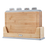 Cooks Professional Index Chopping Board Set | 4-Piece Bamboo | Durable and Easy Clean | Grey Tabs