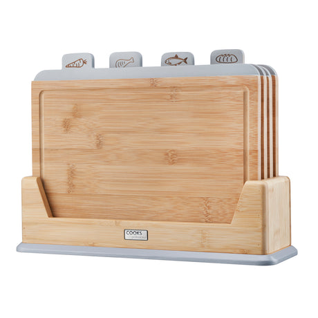 Cooks Professional Index Chopping Board Set | 4-Piece Bamboo | Durable and Easy Clean | Grey Tabs