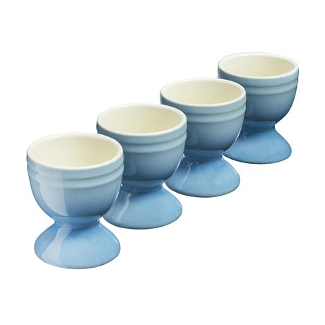 Cooks Professional 4 Piece Egg Cup Set | Made From Durable Stoneware | Blue