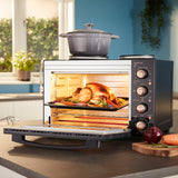 Cooks Professional Mini Oven with 2 Hobs | 34 Litre | Powerful 1500W | Black and Copper