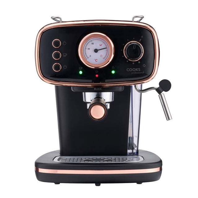 Cooks Professional Retro Espresso Machine | Black/Copper