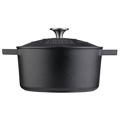 Cooks Professional Cast Iron Casserole 20cm | 2.8L Capacity | Enamelled Inside and Out | Matte Black