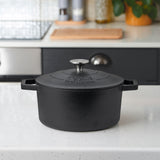 Cooks Professional Cast Iron Casserole 20cm | 2.8L Capacity | Enamelled Inside and Out | Matte Black