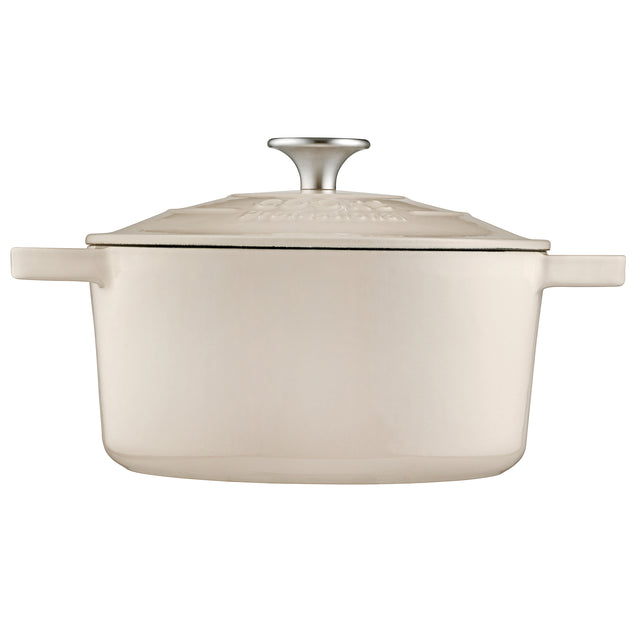 Cooks Professional Cast Iron Casserole 20cm | 2.8L Capacity | Enamelled Inside and Out | Off White