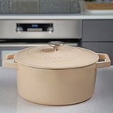 Cooks Professional Cast Iron Casserole Set of 3 | 20cm, 26cm and 28cm | Enamelled Inside and Out | Off White