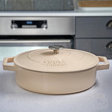 Cooks Professional Cast Iron Casserole Set of 3 | 20cm, 26cm and 28cm | Enamelled Inside and Out | Off White