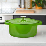 Cooks Professional Cast Iron Casserole Set of 3 | 20cm, 26cm and 28cm | Enamelled Inside and Out | Graduated Green