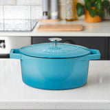 Cooks Professional Cast Iron Casserole Set of 3 | 20cm, 26cm and 28cm | Enamelled Inside and Out | Graduated Blue