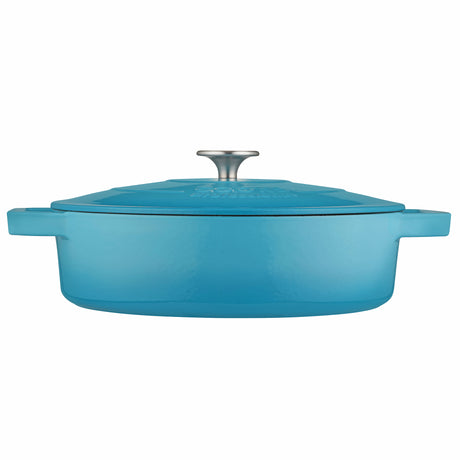 Cooks Professional 28cm Shallow Cast Iron Casserole | Graduated Blue