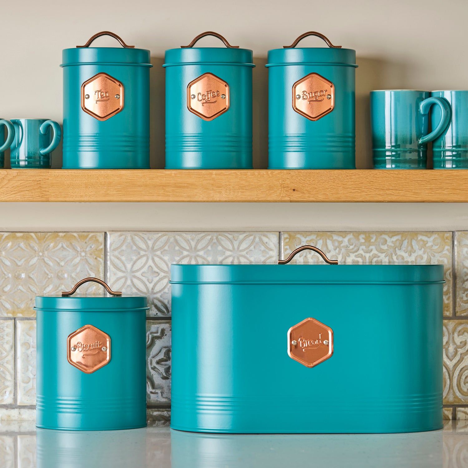 Cooks Professional Piece Kitchen Storage Set Teal Copper