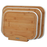 Cooks Professional 3 Piece Bamboo Chopping Board Set | With Bamboo Stand | White Edging