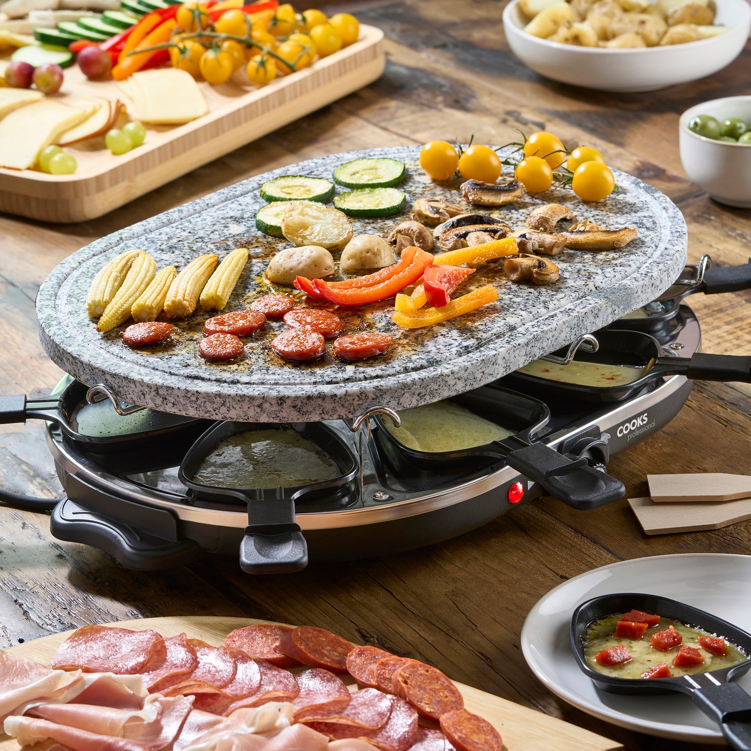 Cooks Professional Electric Raclette Grill with Natural Stone Plate ...