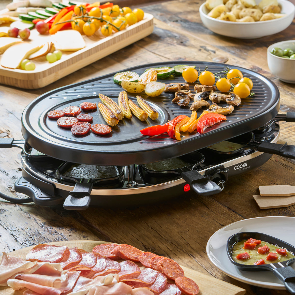 Reclette Raclette Grill Cooks Professional Electric Raclette Grill with Non Stick Metal Plate ...