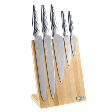 Cooks Professional EDGE 5 Piece Knife Set | With Magnetic Bamboo Knife Block