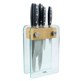 Cooks Professional ULTIMATE 5 Piece Knife Set | With Glass and Bamboo Knife Block