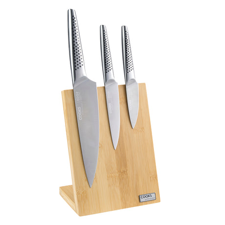 Cooks Professional EDGE 3 Piece Knife Set | With Magnetic Bamboo Knife Block